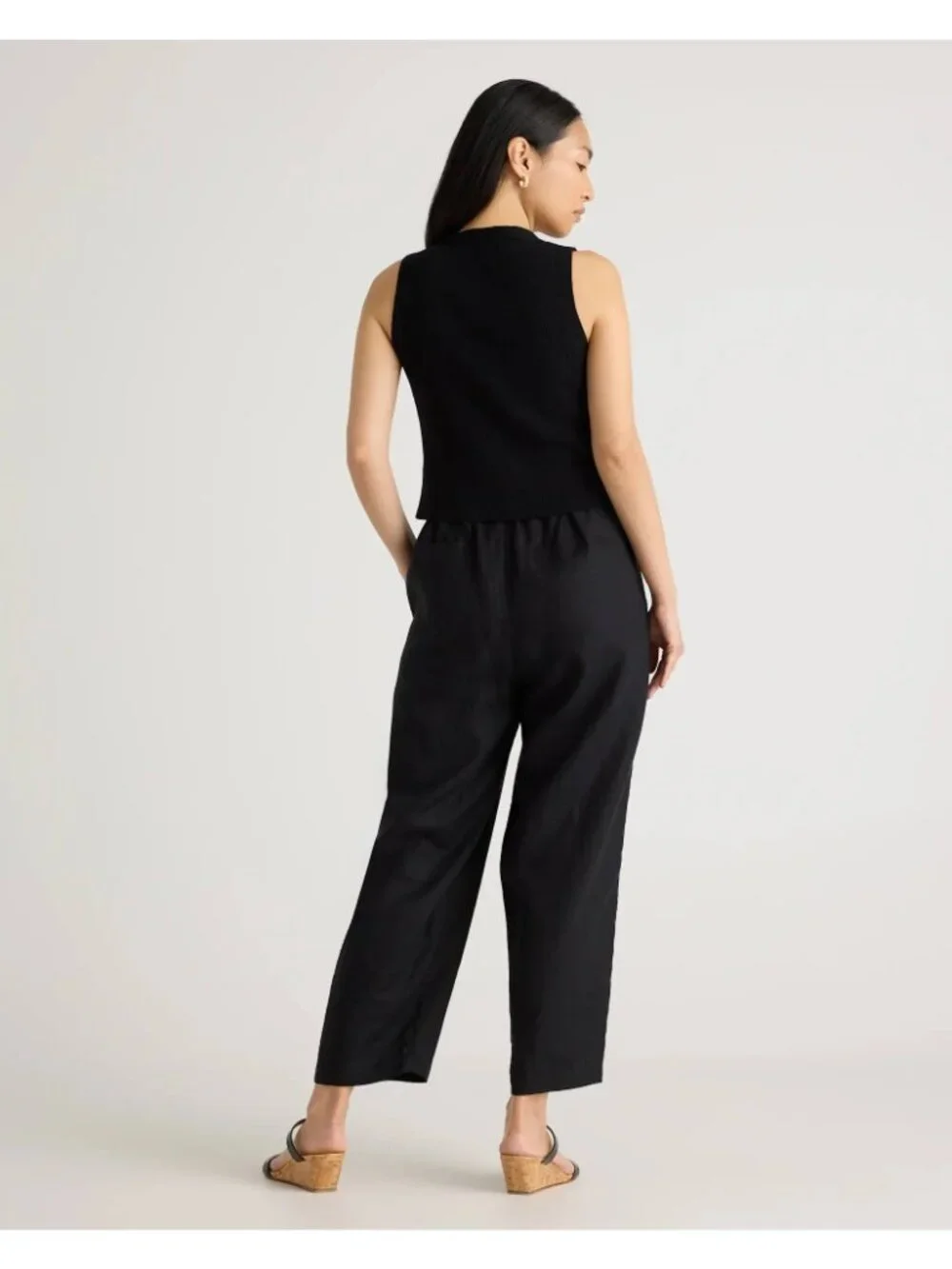 Quince 100% European Linen Pants Size Medium Black
